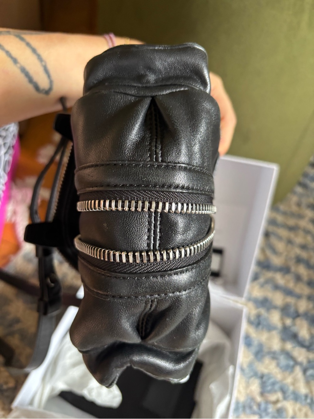 Alexander Wang Black Leather Crossbody Mini Bag with Silver Hardware - Picture 6 of 10